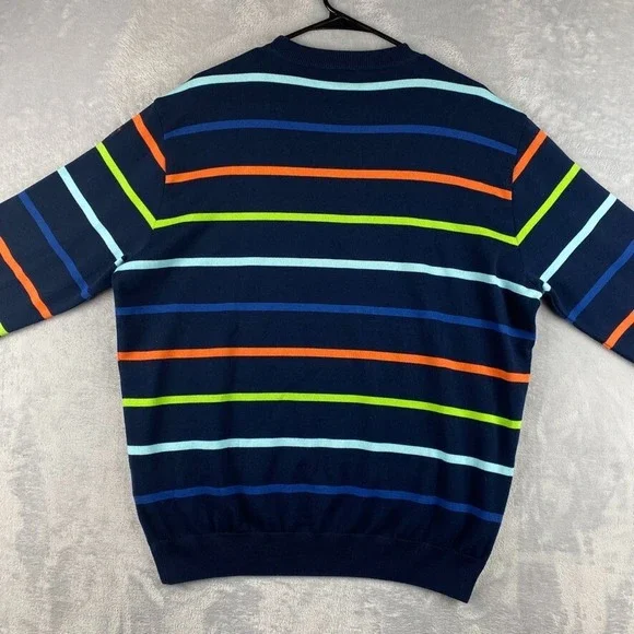 Paul & Shark Yachting Sweater Mens XL Blue Striped Colorful Organic Cotton Pima